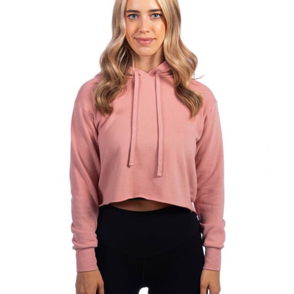 Ladies' Cropped Pullover Hooded Sweatshirt Thumbnail